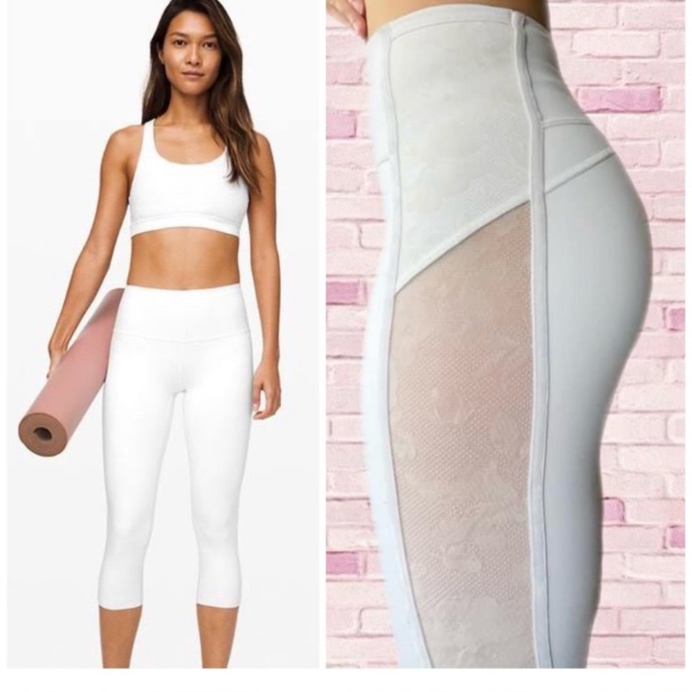 Lululemon Wunder Under HR Crop Flocked 21" White